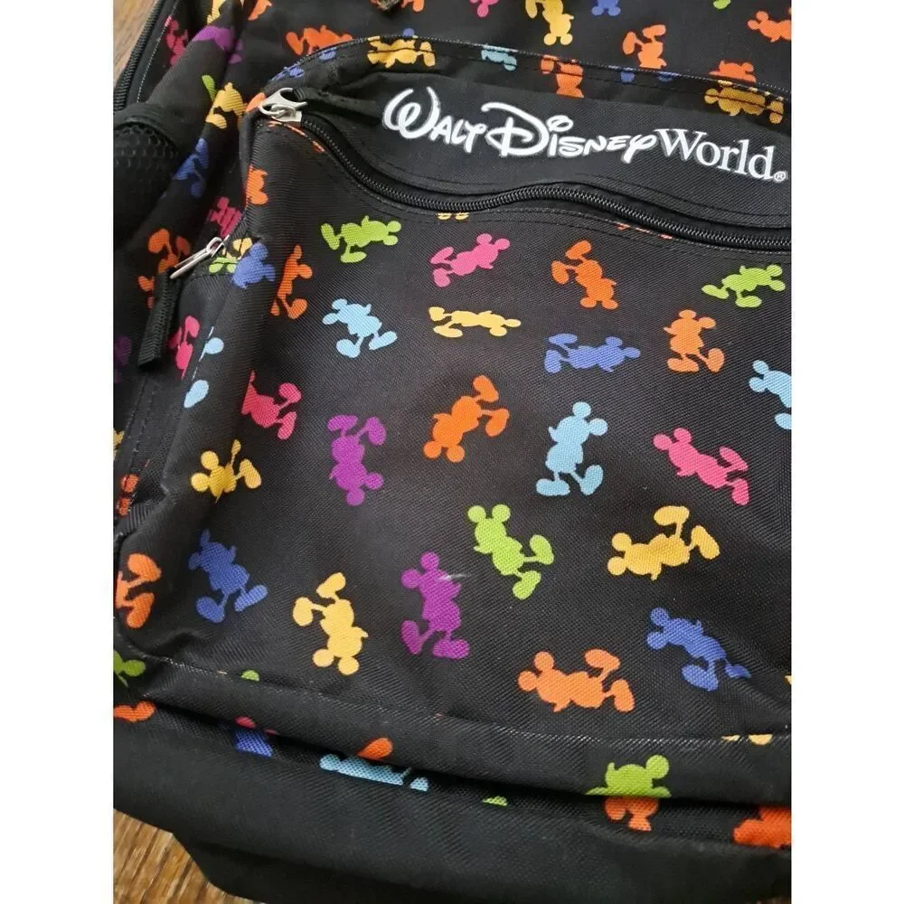 Disney Parks Mickey Mouse Backpack Black Multicolor Silhouette 18